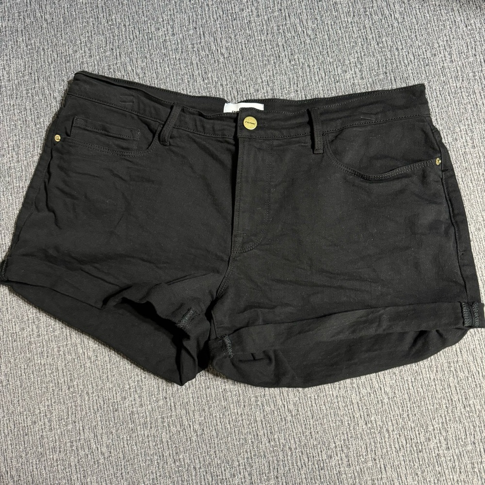 Frame Le Cutoff Black Denim Shorts